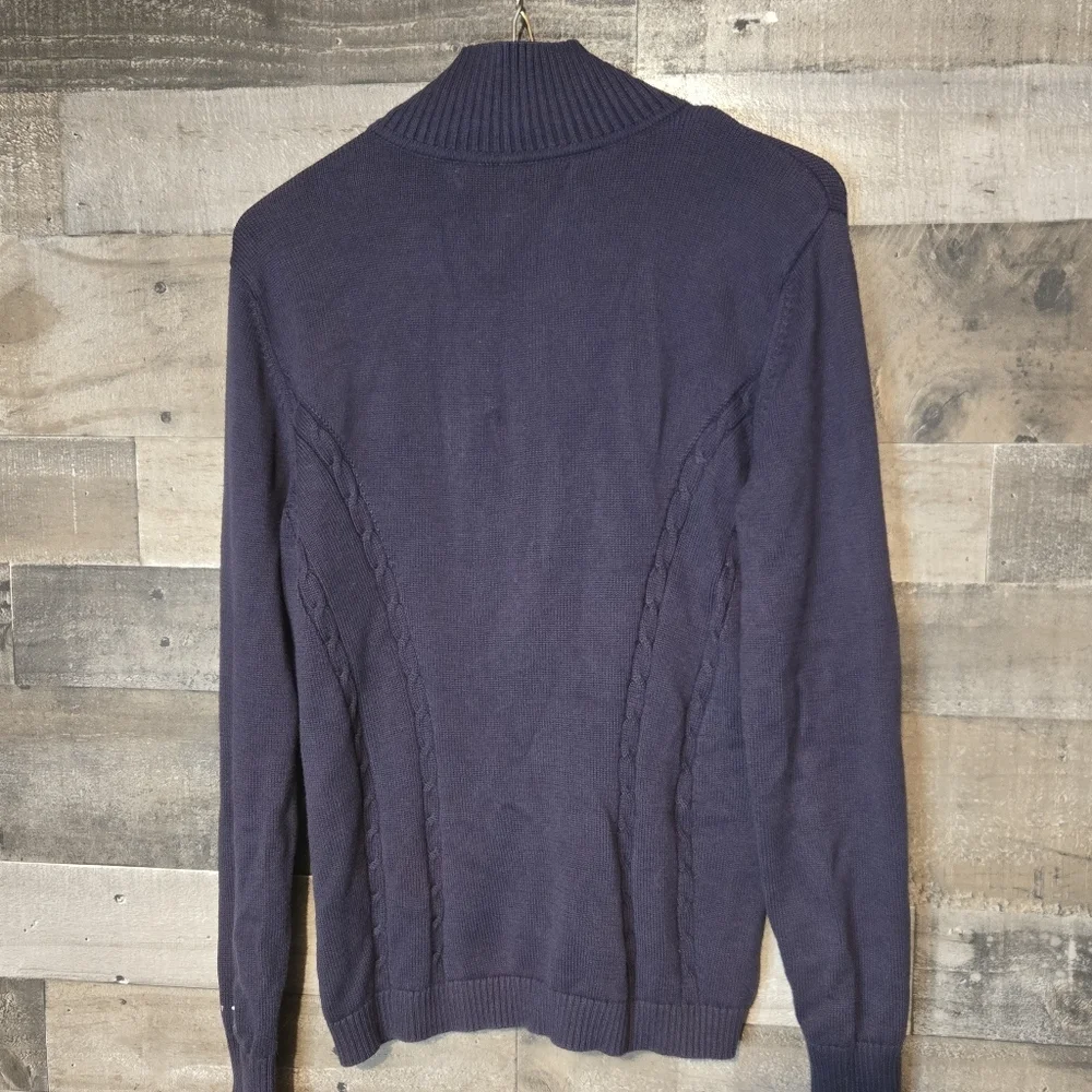 Tommy Hilfiger Men's Navy Zip-Up Cable Knit Sweater